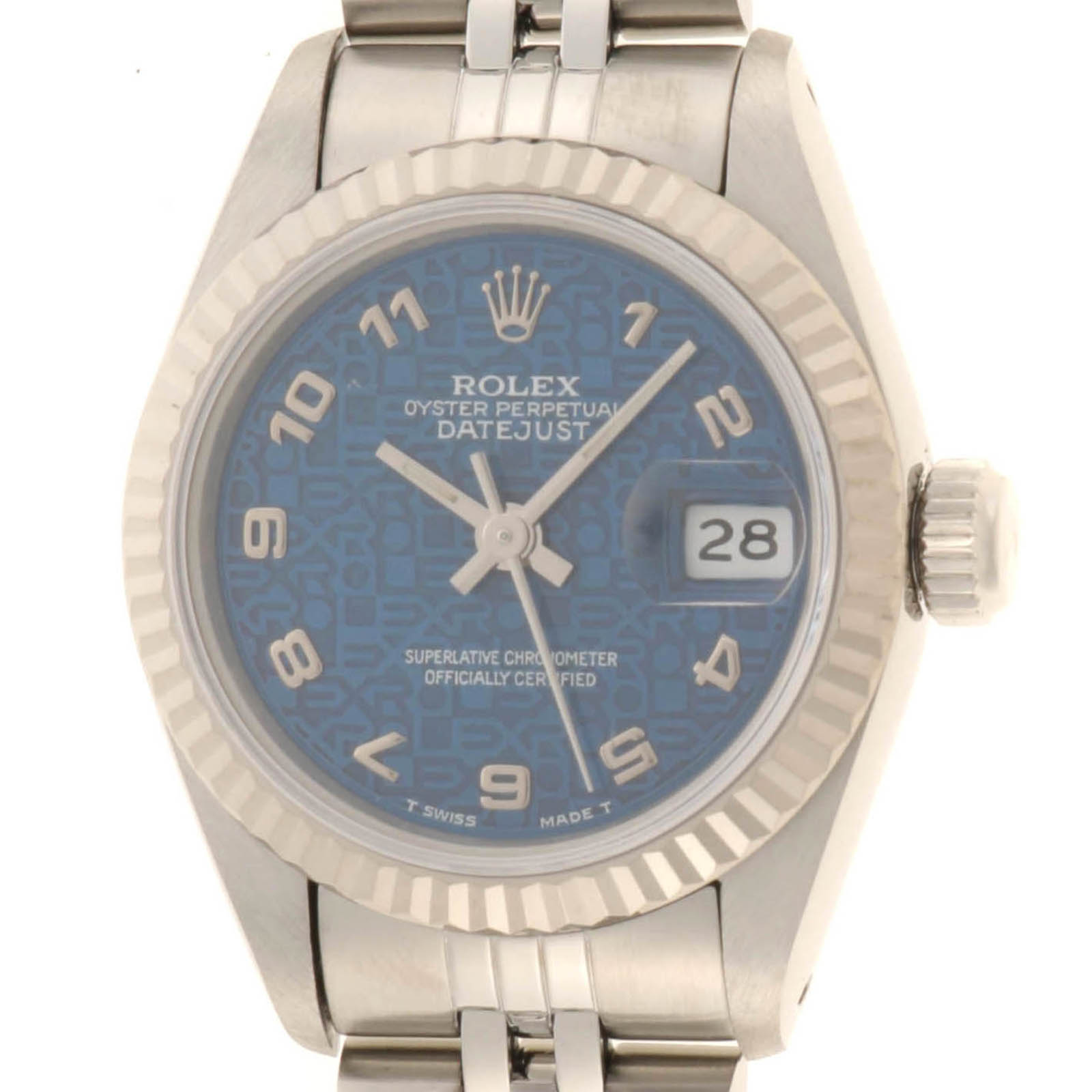 ROLEX ロレックス デイトジャスト26 69174 腕時計 ステンレススチール/K18ホワイトゴールド ブルー彫りコンピューターアラビア文字盤 自動巻き E番1994年並行品【中古】472|質屋 大黒屋