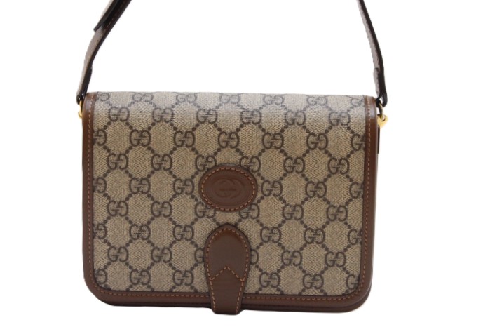 GUCCI グッチ インターロッキングG 671620 ショルダーバッグ GGスプリームキャンバス/レザー ベージュ/ダークブラウン レディース【中古】460｜質屋　大黒屋