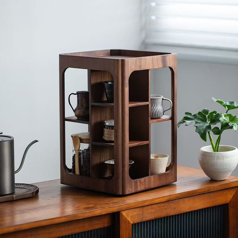 茶器収納棚 茶器棚 木製ラック 胡桃木 ディスプレイ 食器棚 卓上 収納ラック 置物 小物収納 茶の間 飾り棚 インテリア 和室 花台 キッチン 和風 12,338円