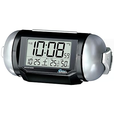 置き時計 目覚まし時計 電波 デジタル 大音量 PYXIS ピクシス 01:黒メタリック 本体サイズ:9.8×22.2.×12.5cm BC401K