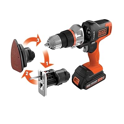ブラックアンドデッカー コードレス マルチツール 3in1 multievo EVO185B1 DIY 電動工具 穴あけ 締付工具 ドリルドライバー ジグソー サンダー 18V 2.0Ah ビット 11種 バッテリー 2個 専用ボックス 付き