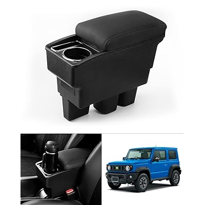 スズキ 新型ジムニー に適合 車用アームレスト コンソールボックス 車内収納ボックス 多機能 JIMNY JB64W/JB74W H30.7-現行 車種専用設計 ドリンクホルダー 小物入れ 肘掛け 肘置き 収納 アクセサリー カー用品 装着簡単 落下