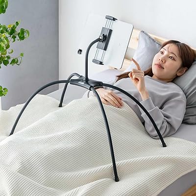 寝ながら タブレットスタンド スマホスタンド フレキシブル 4本脚 360度回転 角度調整 アーム 布団 スタンド iPhone/iPad対応 寝ながらタブレット ブラック 100-LATAB022BK