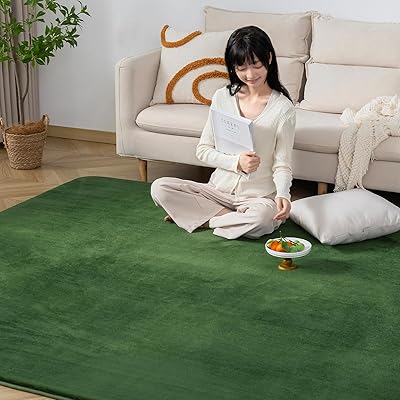 ラグ カーペット 低反発 ラグマット 極厚25mm 絨毯 厚手 200x250cm 約3畳 滑り止め付 抗菌・防ダニ加工 オールシーズン快適 リビングマット ふわっと手触り じゅうたん こたつマット 床暖房・ホットカーペット対応 グリーン|ダイコク屋本店店