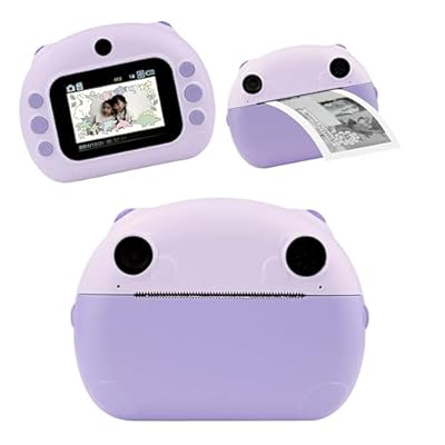 プリントカメラ はろぷり キッズカメラ 子供 月額費不要 ハローファミリー 見守りおもちゃ 感熱ロール紙プリント 白黒インスタントカメラ 2,400万画素 2.4インチHDスクリーン 充電式 (パステルライラック)
