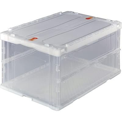 トラスコ中山 薄型折りたたみコンテナ 75L スライドロックフタ付 透明 TR-C75B-TM 収納ケース 収納ボックス|ダイコク屋本店店