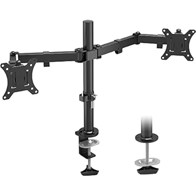 モニターアーム デュアル モニターあーむ アーム 2画面 13-30インチ VESA:75x75mm/100x100mm 高さ調節可能 液晶ディスプレイアーム デュアルアーム チルトスイベル回転可能 クランプ式 グロメット式 発行可