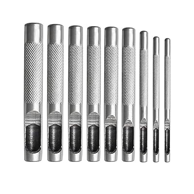 穴あけポンチ 9サイズ スチール製 穴あけポンチ 丸円型 革 穴あけ道具 DIY道具 2.5mm 3mm 4mm 5mm 6mm 7mm 8mm 9mm 10mm レザークラフト 打ち抜きポンチ画像