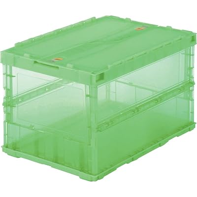 薄型折りたたみコンテナスケル 50L鍵を掛けるフタ付 緑 TSK-C50B-GN 納める入れもの 納めるボックス席