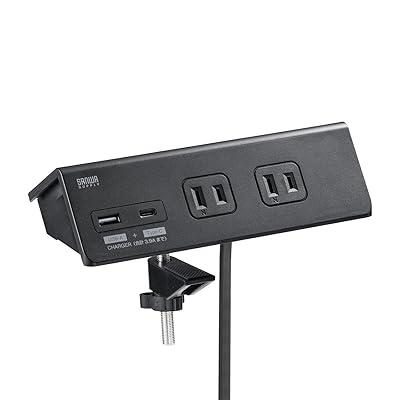 卓上電源タップ クランプ 固定式 AC4個口 USB-C&times;1/USB-A&times;1 3m 一括集中スイッチ 卓上 固定 電源タ｜ダイコク屋本店店