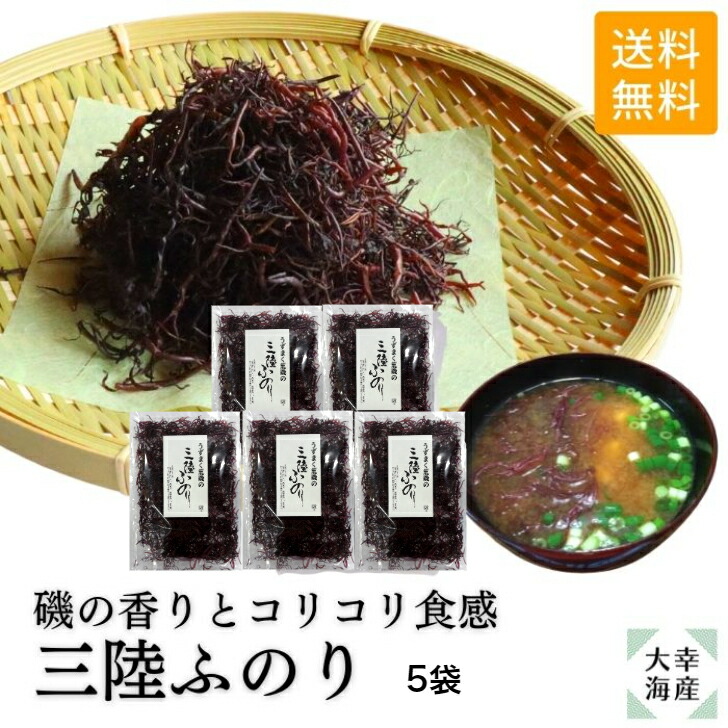【送料無料】三陸産ふのり23ｇ×5袋 ふのり 岩手県産 三陸産 味噌汁 磯ラーメン 麺類トッピング 海藻サラダ 磯の香り 歯ごたえ 刺身のつま フノラン 岩手 <br>　　<br>