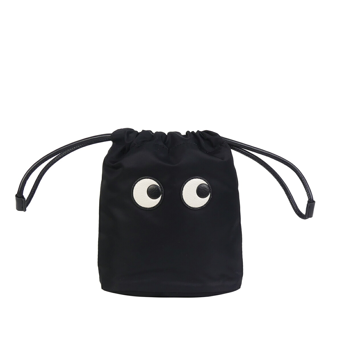 【クーポン4種あり】ANYA HINDMARCH アニヤ・ハインドマーチ アイズ ドローストリング ポーチ DRAWSTRING POUCH EYES IN BLACK 193566 巾着型 レディース ナイロン ギフト・のし可|daily-3