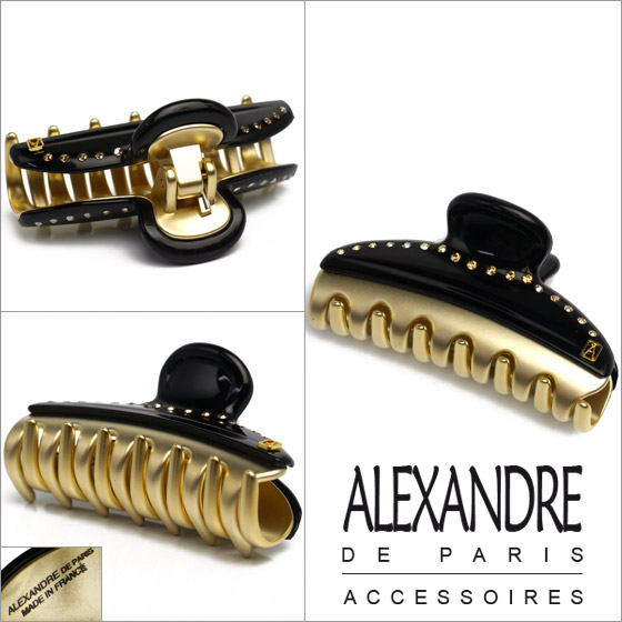 ALEXANDRE DE PARIS ヘアクリップ 　ブラック　 ゴールド ミニヘアクリップ 楽天市場]アレクサンドルドゥパリ ヘア