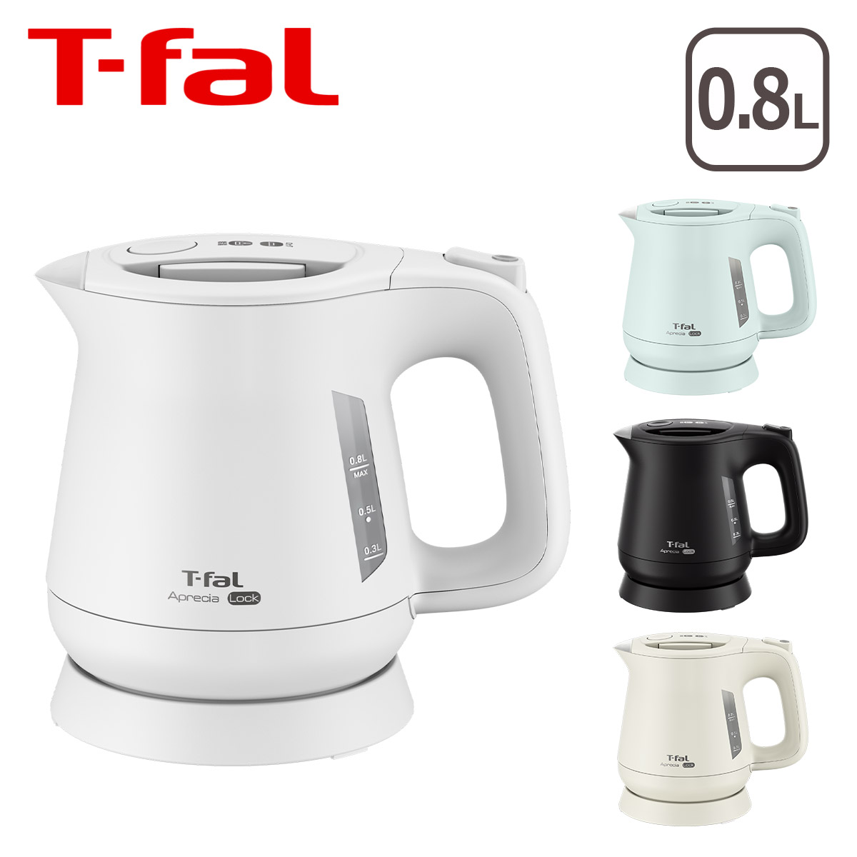 楽天市場】T-fal アプレシア ロック ホワイト 0.8L KO6401JP 【セブ