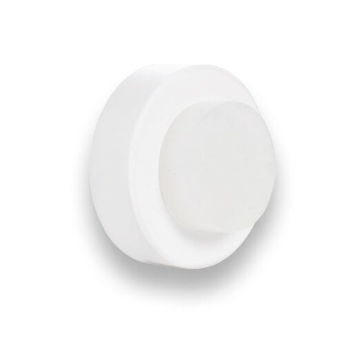 壁用EVIドアストッパー、自己粘着性、ステンレス鋼ホワイトラッカー仕上げ、35x18mm、ホワイトラバー、モデルI-254/35-BL