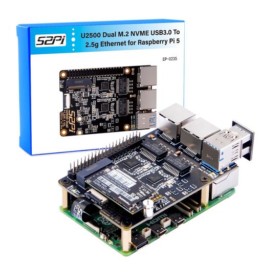 GeeekPi U2500 M.2 NVMe/デュアルUSB 3.0-2.5Gイーサネットアダプター(Raspberry Pi 5用、M.2 NVMe M-Key 2230/2242 SSD相応う)