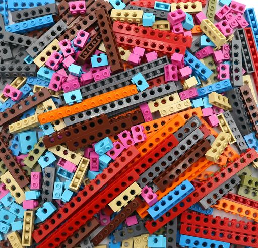 500gテクニカルパーツミックスビームビルディングブロックセット、1x2～1x13穴あきビーム、ランダムカラー-主要ブランドと互換性があります
