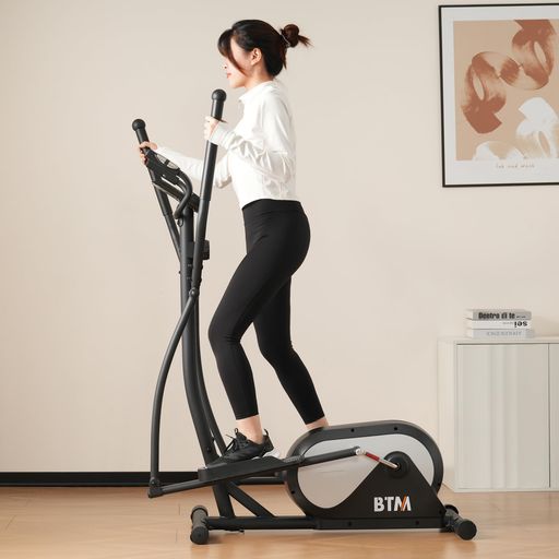 BTMクロストレーナー電源不要家庭用8段階負荷調節トレックトレーナー室内フィットネス静音デジタルモニター搭載キャスター付有酸素運動トレーニングウォーキング全身ダイエット室内…
