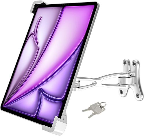 Dosvsi盗難防止タブレットウォールマウントロックと鍵付き壁掛取り付けタイプのタブレットホルダー丈夫なアルミ壁掛けブラケットタブレットマウント360度回転横と縦耐久性日本語説明書…