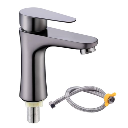 洗面用トイレ手洗い蛇口台付1穴洗面台単水栓立て水栓シングルレバー上下開閉水栓高さ約15cm表面メッキ