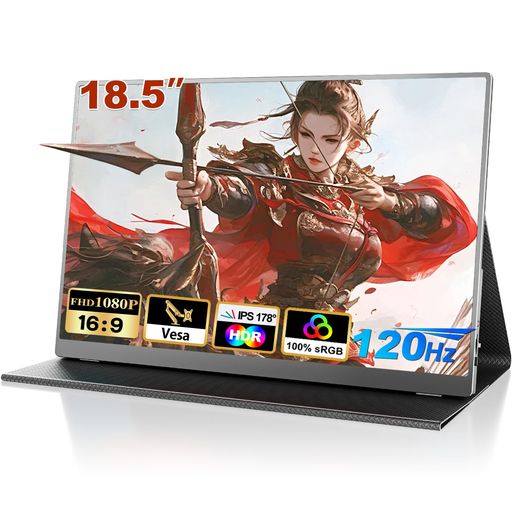 モバイルモニター 18.5インチ COOLHOOD モバイルディスプレイ ゲーミングモニター 100%sRGB 120Hz 1920x1080FHD HDRモード・FreeSync・VESA対応 ブルーライト低減 非光沢 IPS液晶パネル|アクアデイリーストア