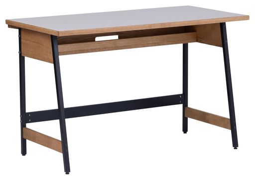 関調度品(Sekikagu) 細工物事務机 メラミン 赤いことオーク材材 120糎幅 グレージュ ブレーム 410613