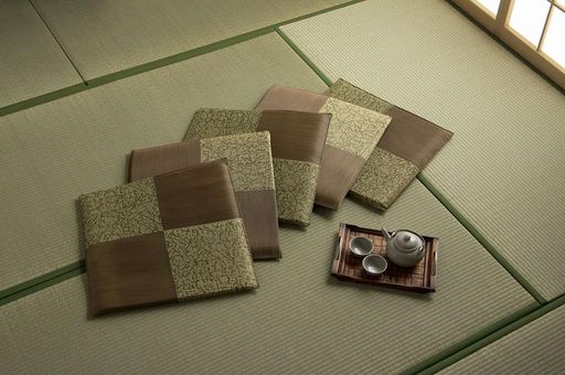イケヒコ い草 座布団 日本製 五右衛門 約55x55cm 5枚組 ブラウン 捺染 和柄 クッション おしゃれ 和モダン 和室 洋室 来客用 #1130750061924|アクアデイリーストア