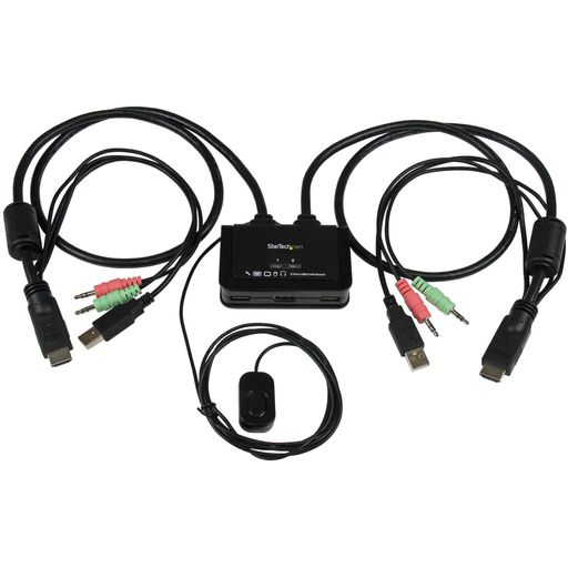 StarTech.comKVMスイッチ/2ポート/シングルモニター/HDMI1080p/ケーブル一体型/音声リモートスイッチ付き/バスパワー/PCパソコンCPU切替器2台用SV211HDUA
