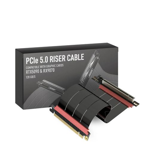 LINKUP-AVA5アーマーPCIE5.0ライザーケーブル|RTX5090RX9070GPUに対応|x16128GB/s速度|PCIe4.0&WRX80/WRX90Eと互換性あり|ストレートブラック