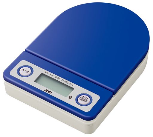 A&Dデジタルホームスケール3kgブルーUH-3202-BLはるかに小さいひょう量:3000g最小表示:0.1g(0.5~100g)/1g(2~3000g)はるかに大きい