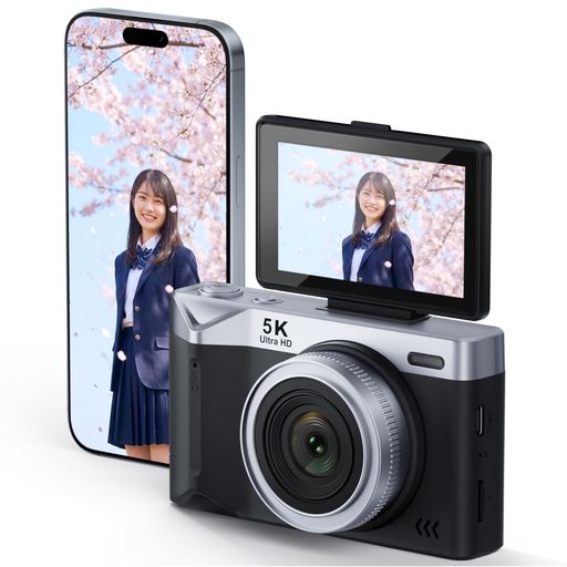 【WiFi転送·5K 9600万画素】COOAU デジタルカメラ 超軽量 コンパクトカメラ 180度回転スクリーン 子供 学生 修学旅行 初心者 ギフト 自撮り ポケットサイズ AFオートフォーカス デジカメ 16倍ズ…|アクアデイリーストア