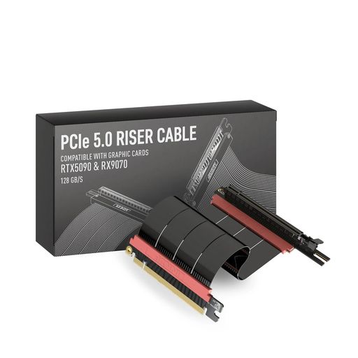 LINKUP-AVA5PCIE5.0ライザーケーブル|RTX5090RX9070GPUに対応|x16128GB/s速度|PCIe4.0&WRX80/WRX90Eと互換性あり|左角ブラック30cm(全長34cm)