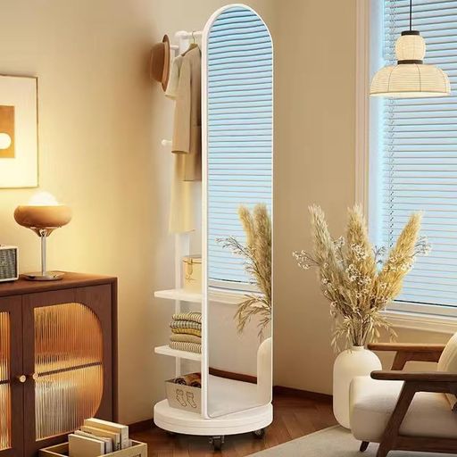 楽天市場】全身鏡 全身ミラー 360度回転 収納付ミラー ミラーラック