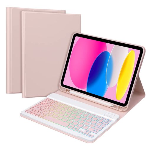 iPad第10世代キーボードケースGOOJODOQ(2022)7色バックライト付きケースワイヤレスキーボードカバーiPad10th10.9インチ専用ケース脱着式ペンホルダー付きスタンド機能オートスリープ機能多角度…