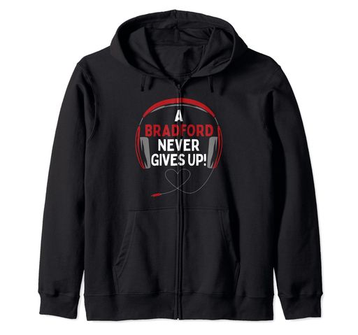 ゲーミング引用句「ABradfordNeverGivesUp」ヘッドセットジップパーカー