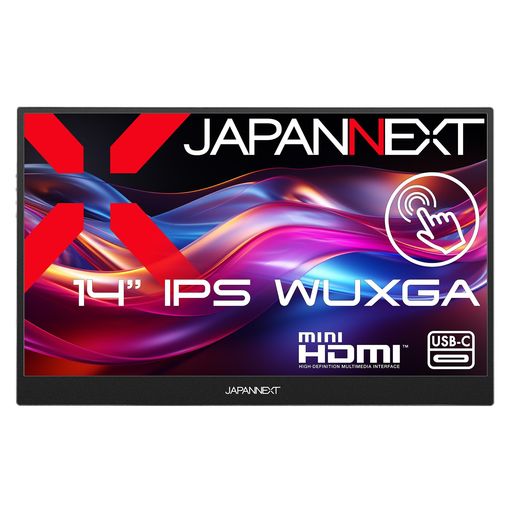 JAPANNEXT 14インチ IPSパネル搭載 10点マルチタッチ対応 WUXGA(1920x1200)解像度 モバイルモニター JN-MD-IPST14WX miniHDMI USB-C HDR アスペクト比 16:10 自立式キックスタンド搭載｜アクアデイリーストア