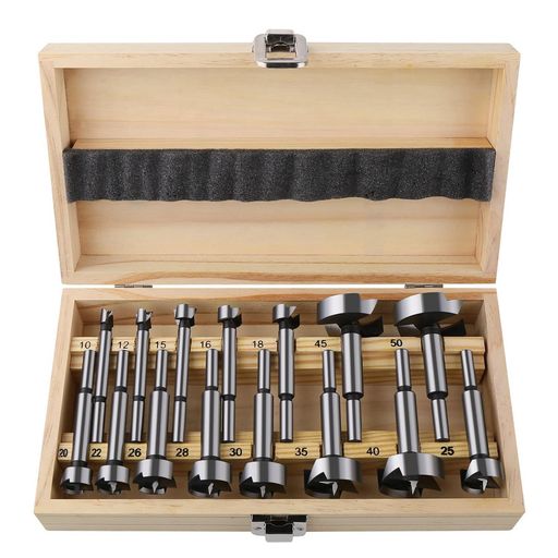 Vearter15本組木工用ドリル10mm-50mm座ぐりドリルラウンドシャンク炭素鋼工具ドリルビットセットボアビットフォスナービット木材切削用