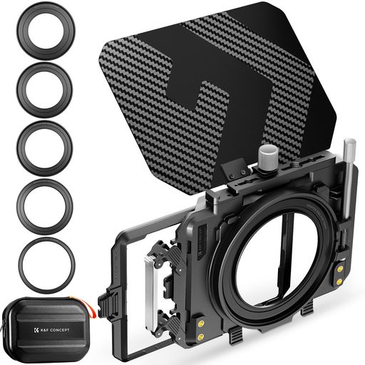 K&F CONCEPT ミニマットボックス 4x5.65インチ Mini Matte Box カーボンファイバー製 67mm/72mm/77mm/82mm/95mmのアダプターリング付き 2枚の角型フィルター装着可能 収納ケース付属 (Nano-Xcel)|アクアデイリーストア