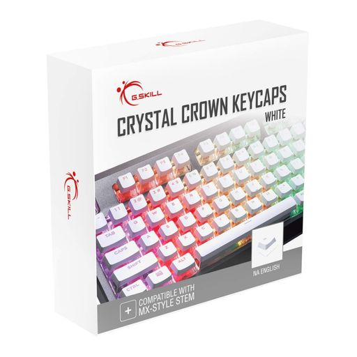 G.SKILLクリスタルクラウンキーキャップ-メカニカルキーボード用透明レイヤー付きキーキャップセットフル104キースタンダードANSI104英語(US)レイアウト-ホワイト