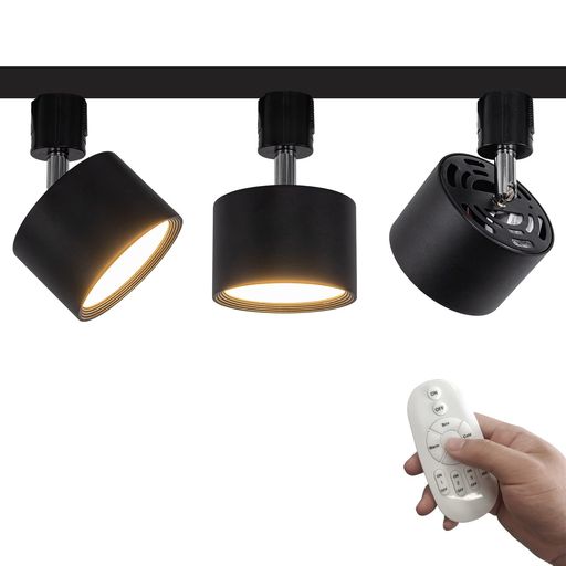 FSLiving3個容器に並べるLED9Wダウンライトリモコン付き添い人調光調色角度調節する可LEDライティングレールライトLED内蔵スポットライトライティングレール点火装置上昇限度夕ご飯リビング用黒いこと