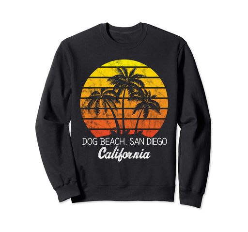 DogBeachSanDiegoCaliforniaVintageBeachTreesdesignトレーナー