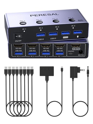 PERESAL8K@60HzHDMIKVM取り替えっこ4台の電子計算機は1台の管すると4台のUSB