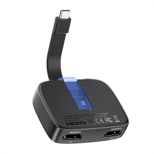 CableMattersポータブル8K/デュアル4K@60HzUSBCHDMI変換アダプタ、折りたたみ式ThunderboltデュアルHDMI変換アダプタ、Thunderbolt4対応DELLXPSSurface