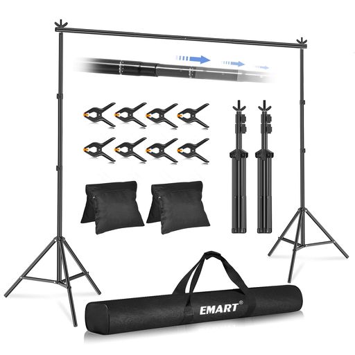 EMART 背景スタンド 撮影スタンド 300x300cm 幅、高さ調節可能 背景布/グリーンバックスタンド 生放送、web会議、ビデオ通信、動画などに適用｜アクアデイリーストア