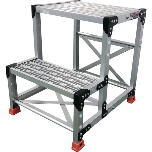 TRUSCO(トラスコ) 作業用踏台 アルミ製・グレーチング仕様 SUS金具 2段 高さ0.6m 天板500x400 TSFGR-256｜アクアデイリーストア