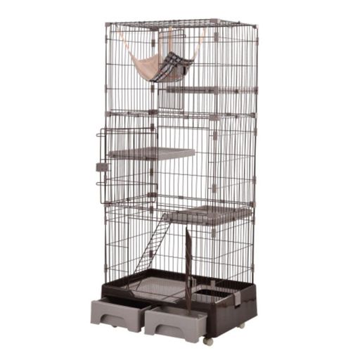 BTM猫ケージキャットケージ3段トイレ付キハンモック付キキャスター付き収納型おしゃれキャットハウスネコハウス留守番梯子付き保護脱走防止組み立て簡単多頭飼い多頭ペットケージ