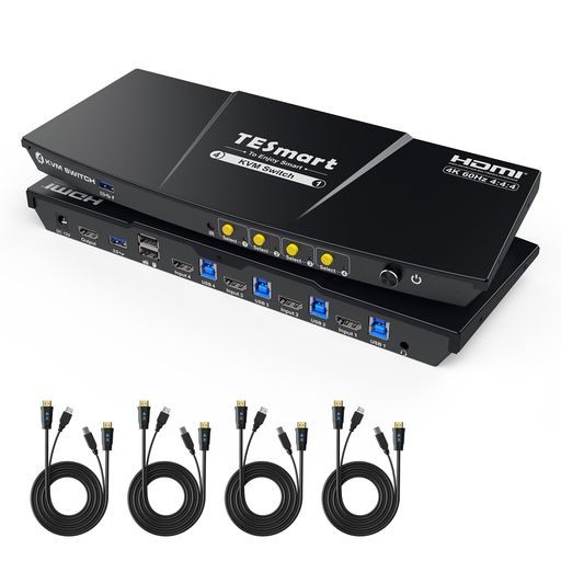 TESmartKVM取り替えっこHDMI4インプット1最終生産物USB3.0マイコンうつり変わり器マイコン4台管する1台切り替え4界面4K@60サイクル4:4:4HDCP2.2HDR10/Dolby相応う天々書き割りEDID役立つこと熱っぽい足がかりうつり変わり