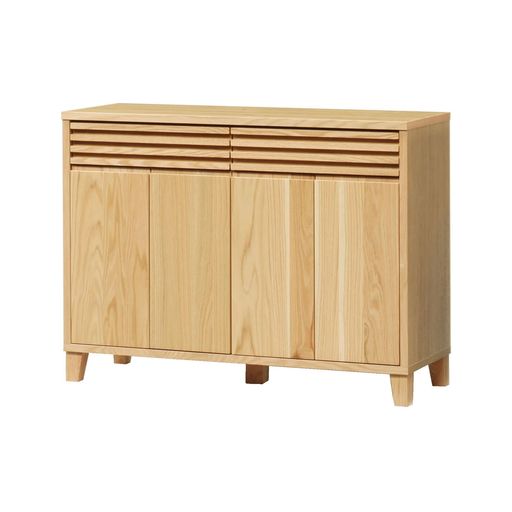 サイドボード キャビネット 収納棚 横格子 オーク 幅119x奥行45x高さ88.5cm 446382｜アクアデイリーストア