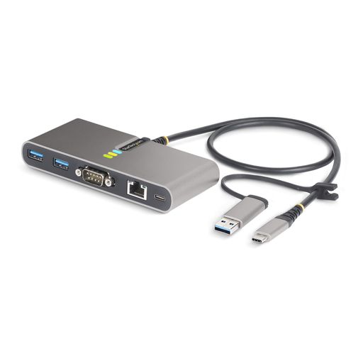 StarTech.com USB-Cハブ/2ポート/2x USB-A/USB 3.2 Gen 1/1x シリアル/100W PD/有線LAN/Type-A/Cアダプター付属/高速転送 充電 5G2A1SGBB-USB-C-HUB|アクアデイリーストア