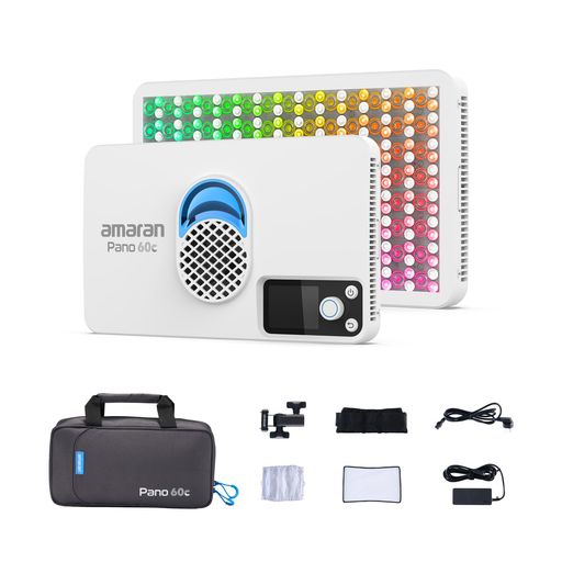 amaran Pano 60c Kit 60W RGBWW フルカラーLEDパネルライト 22,220lux高輝度 2,300K-10,000K調整可能 USB-C PD対応 軽量コンパクト設計 ワイヤレスアプリ制御 (ホワイト)|アクアデイリーストア